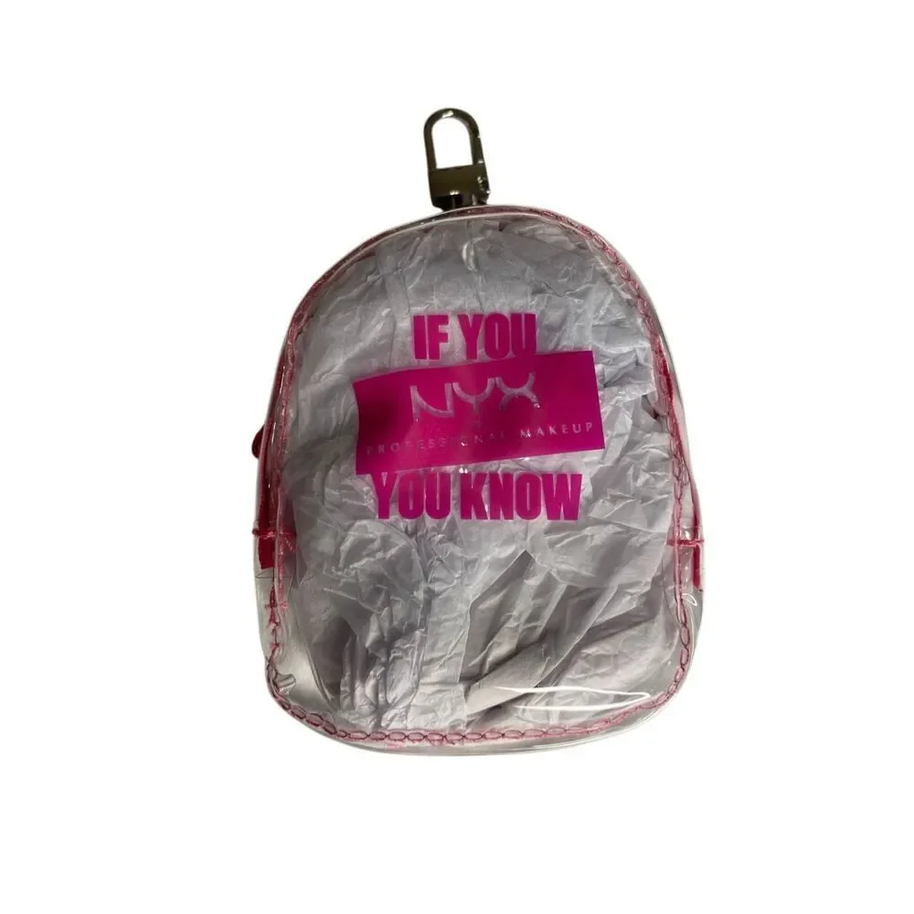 NYX Mini Backpack Keychain Clear Pink Makeup Bag Small Travel Pouch Cosmetics
